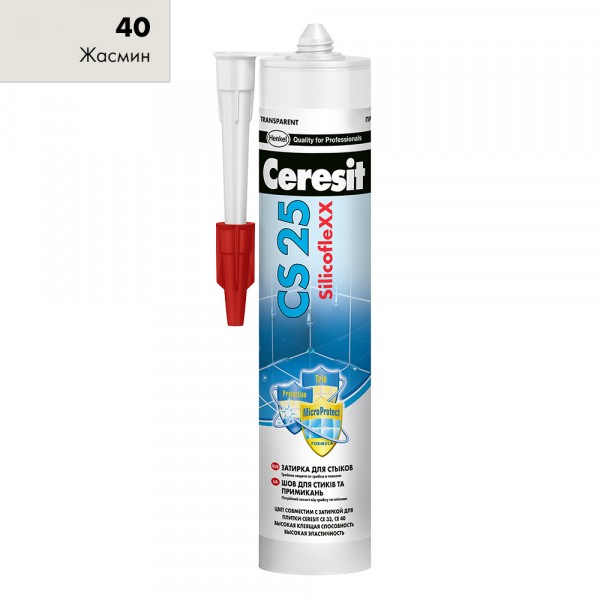 Фото Затирка силиконовая ceresit cs 25, цвет жасмин, 0,28 л