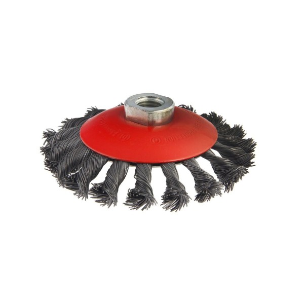 Фото Щетка для мшу плоская 115мм m14 витая стальн. проволока, жесткая, усил.кольцом, hammer flex 207-112