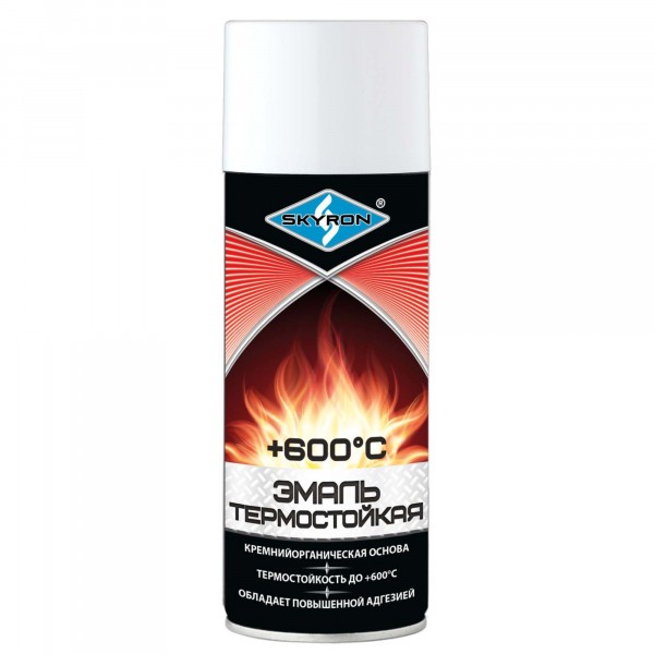 Фото Эмаль аэрозольная skyron термостойкая sr-53001 520мл, белая
