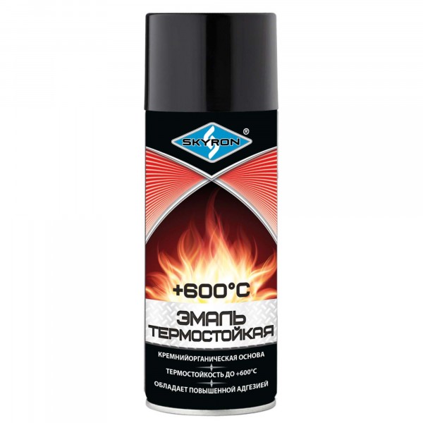Фото Эмаль аэрозольная skyron термостойкая sr-53003 520мл, черная