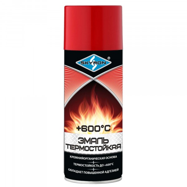 Фото Эмаль аэрозольная skyron термостойкая sr-53006 520мл, красная