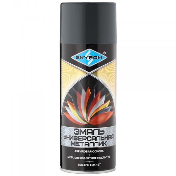 Фото Эмаль аэрозольная skyron акриловая металлик графит 520мл.