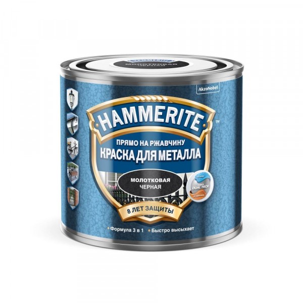 Фото Краска hammerite молотковая черная 0,5л