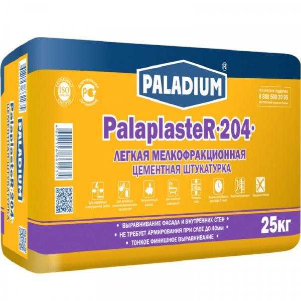 Фото Штукатурка цементная легкая paladium palaplaster-204, 25 кг