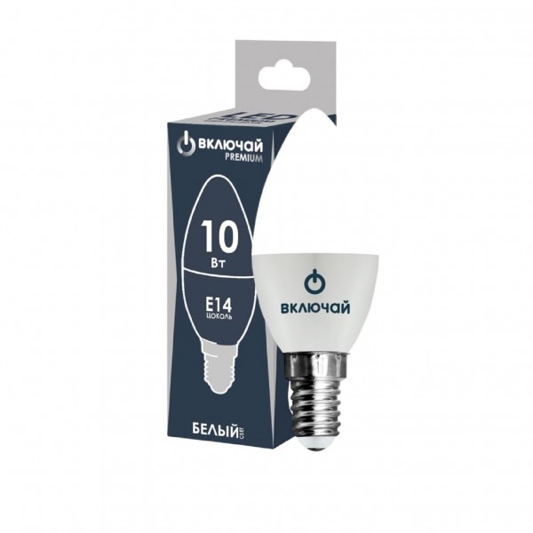 Фото Лампа светодиодная включай premium 1003886 e14 свеча 10вт 4000к