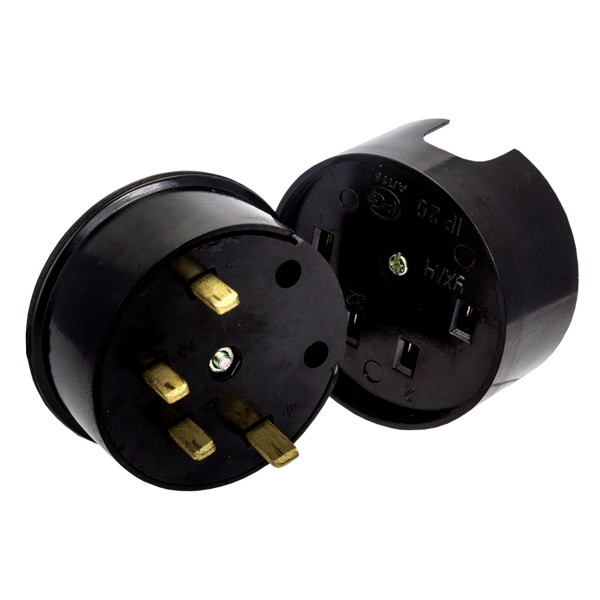 Фото Разъем для плиты 32а 380в 3p+pe оу карболитовый черный sbe-is1-380-c smartbuy