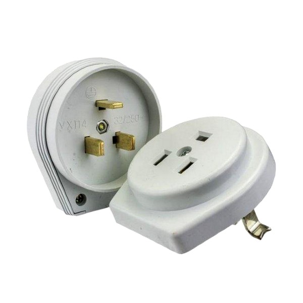 Фото Разъем для плиты 32а 250в 2p+pe су  пластиковый белый sbe-is2-250-p smartbuy