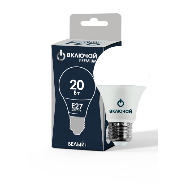 Фото Лампа светодиодная включай premium 1007800 e27 груша 20вт 4000к