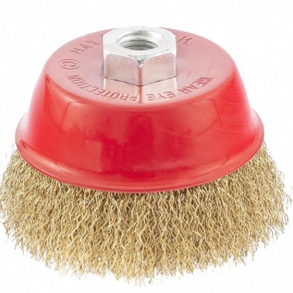 Фото Щетка для мшу чашка 65мм волнистая латунированная сталь, matrix 74603