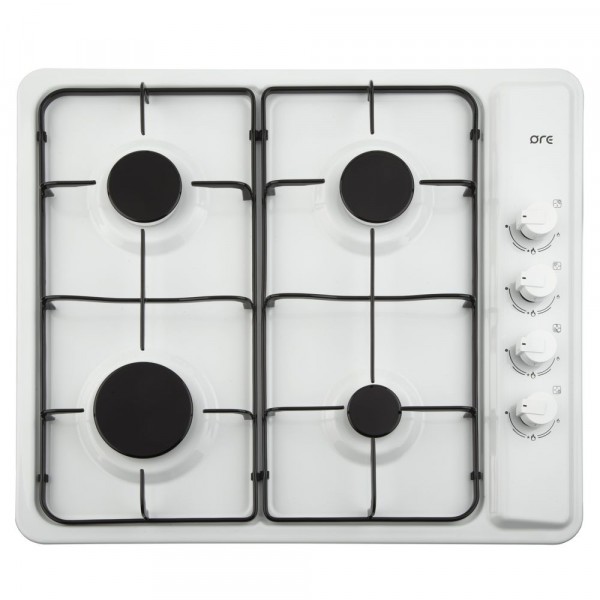 панель варочная газ белая ore lga60w 4 конфорки стальные решетки газ-контроль 1039000₽