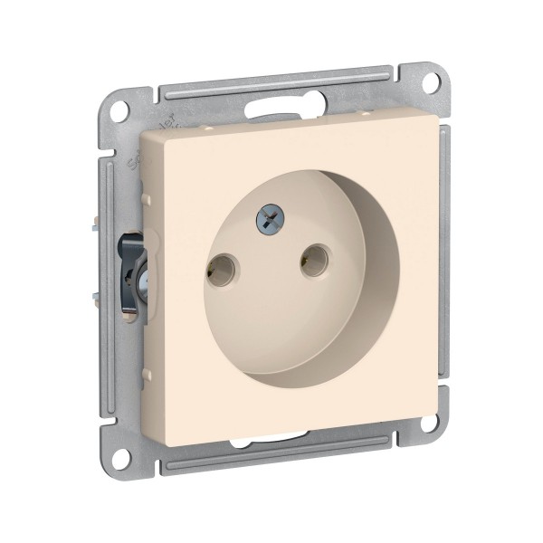 Фото Розетка atlasdesign без заземления 16а механизм бежевый atn000241