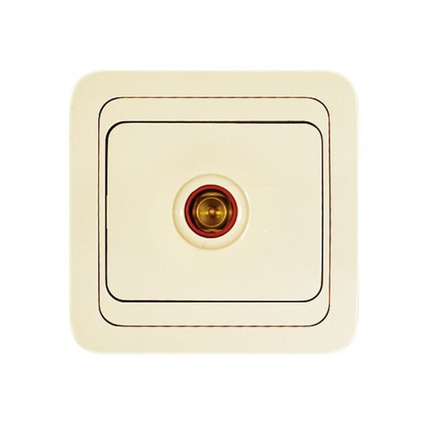 Фото Розетка телевизионная makel mimoza скрытая с рамкой, крем/крем, 25007