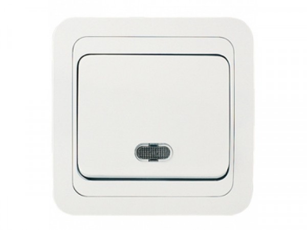 Фото Выключатель 1клав. makel mimoza скрытый оконечный с рамкой, с подсветкой, белый, 12021