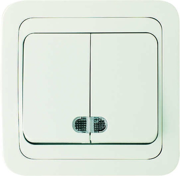 Фото Выключатель 2клав. makel mimoza скрытый оконечный с рамкой, с подсветкой, белый, 12023