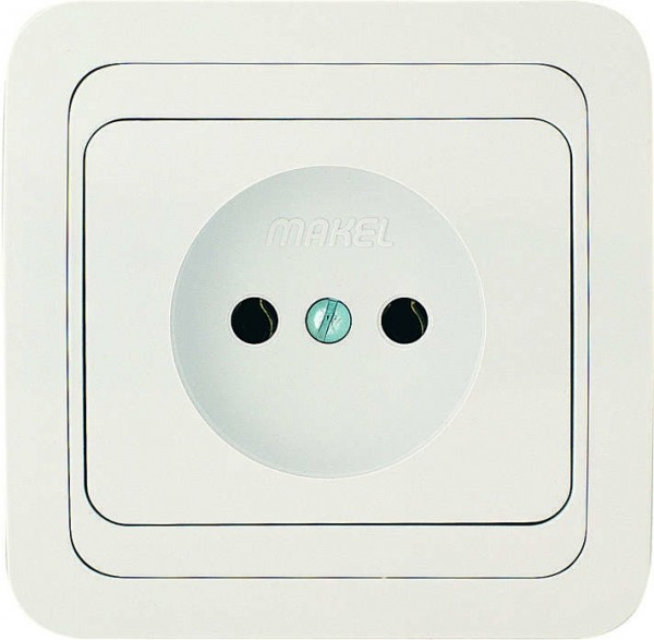Фото Розетка 1-ая makel mimoza скрытая, без заземления с рамкой белый/белый, керам.основание, 12002