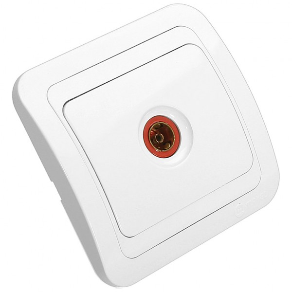 Фото Розетка телевизионная makel mimoza скрытая с рамкой, белая/белая, 12007