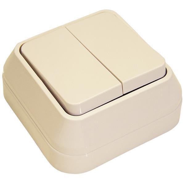 Фото Выключатель 2клав. makel наружная серия оконечный, кремовый, 45203