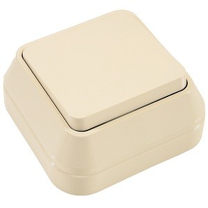 Фото Выключатель 1клав. makel наружная серия проходной, кремовый, 45205