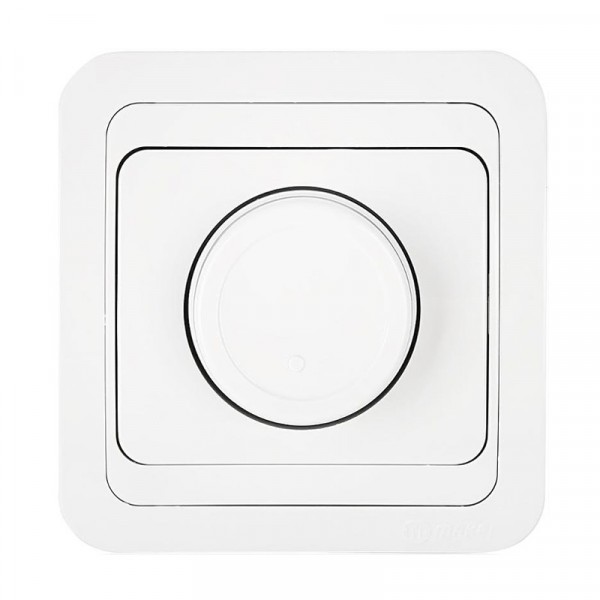 Фото Диммер механический makel mimoza 60-600вт скрытый оконечный с рамкой, белый, 12011