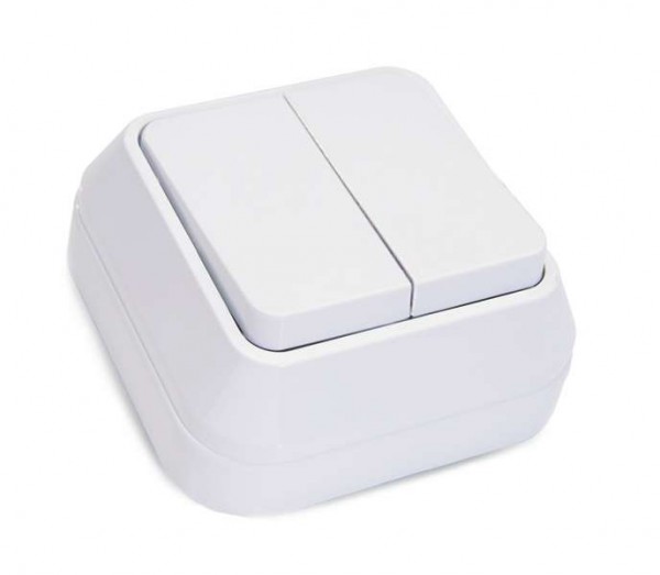 Фото Выключатель 2клав. makel наружная серия оконечный, белый, 45103