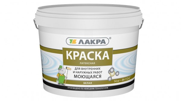 Фото Краска лакра  интерьерная  моющаяся  белая мат. 14кг