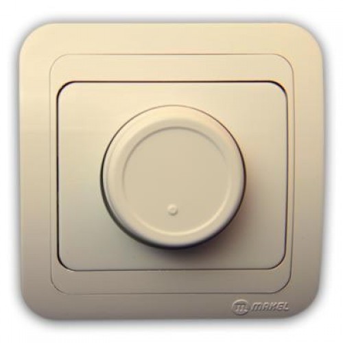 Фото Диммер механический makel mimoza 60-1000вт скрытый оконечный с рамкой, кремовый, 25093