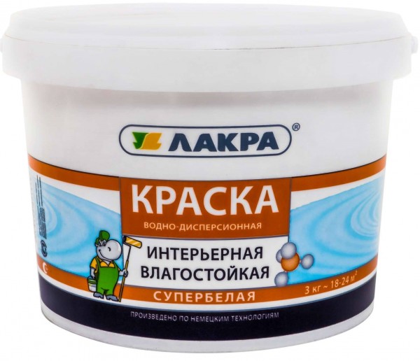 Фото Краска лакра интерьерная влагостойкая супербелая 3кг