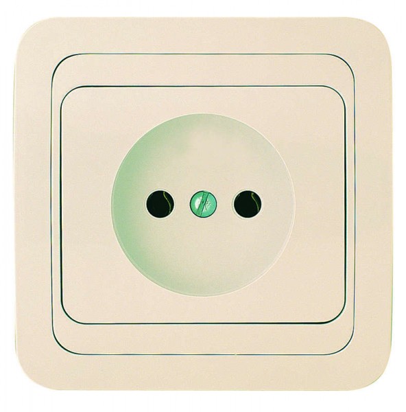 Фото Розетка 1-ая makel mimoza скрытая, без заземления с рамкой крем/крем, керам.основание, 25002
