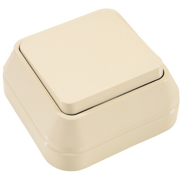 Фото Выключатель 1клав. makel наружная серия оконечный, кремовый, 45201