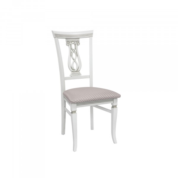 Фото Стул leset юта, белый патина серебро, жаккард ромб корица