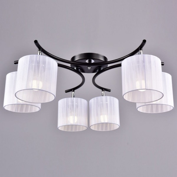 Фото Люстра потолочная россвет фламенко рс21014 bk+cr/6c е27 6x60вт