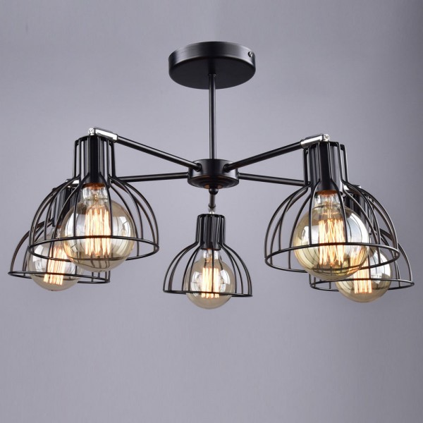 Фото Люстра потолочная россвет нубия рс21077 bk+cr/5c е27 5x60вт