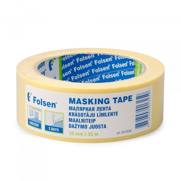 Фото Лента малярная Folsen, желтая, 38мм х 35м 38х35