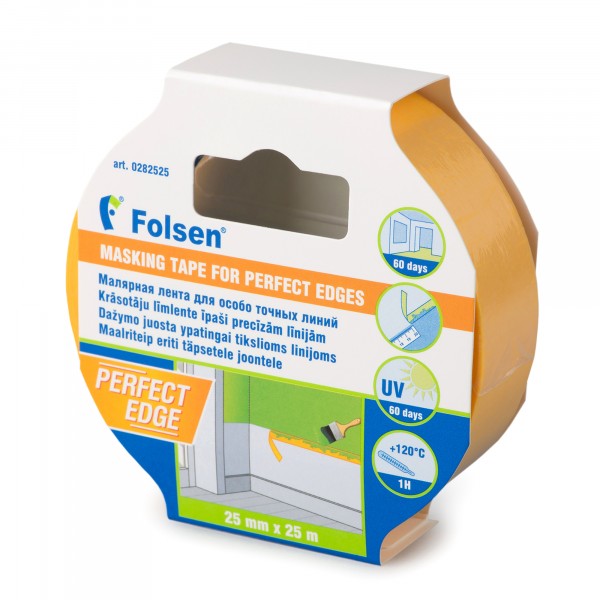 Фото Лента малярная Folsen для особо точных линий 25мм х 25м 25х25
