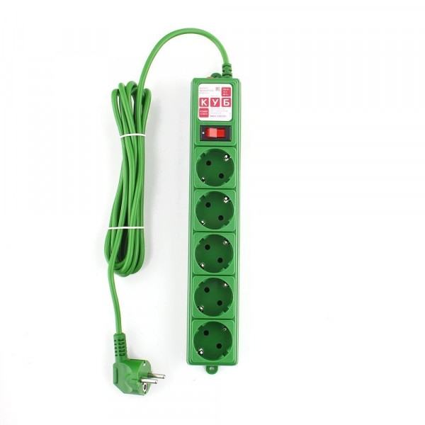 Фото Фильтр-удлинитель power cube 3м 5гн с/з зеленый 10а/2,2квт