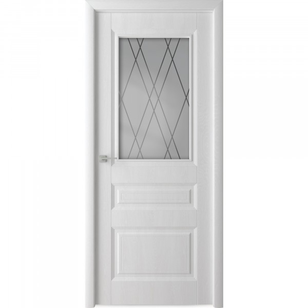 Фото Полотно дверное остекленное каскад,пвх 2000х800мм,белый ясень