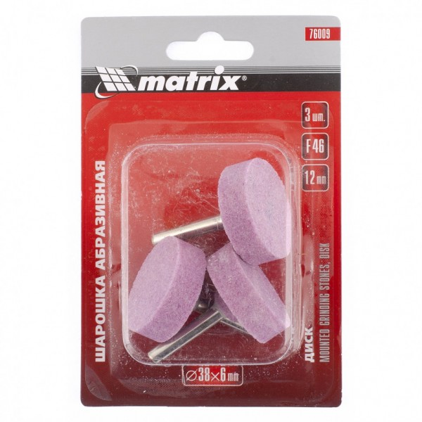 Фото Шарошка абразивная диск dхвост.=6мм, рабочая длина 38мм, matrix 76009