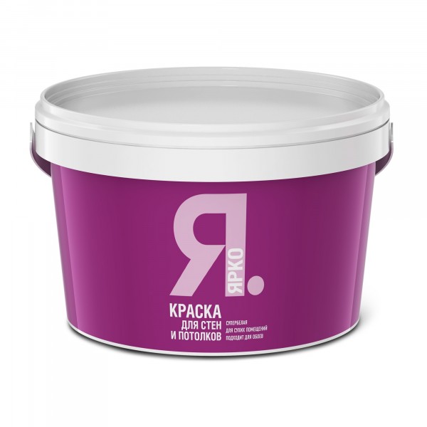 Фото Краска ярко для стен и потолков белая 2,5 кг