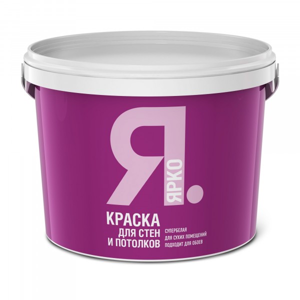 Фото Краска ярко для стен и потолков белая 6 кг