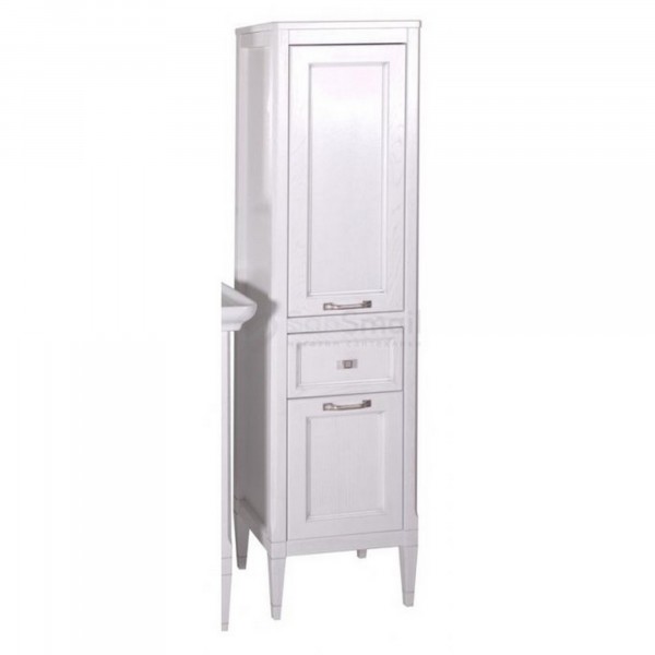 Фото Пенал для ванной комнаты гранда 40см белый (патина серебро)