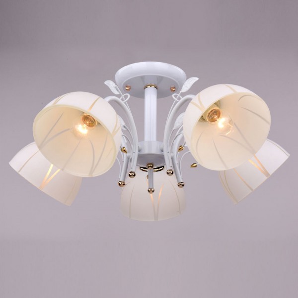 Фото Люстра потолочная россвет рс20043 wt+fg/5c е27 5x60вт ip20