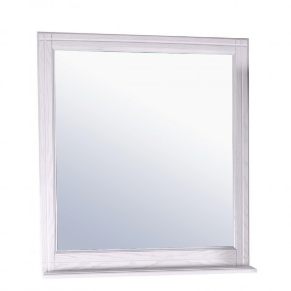 Фото Зеркало для ванной комнаты берта 85 с полкой (белый (патина серебро)