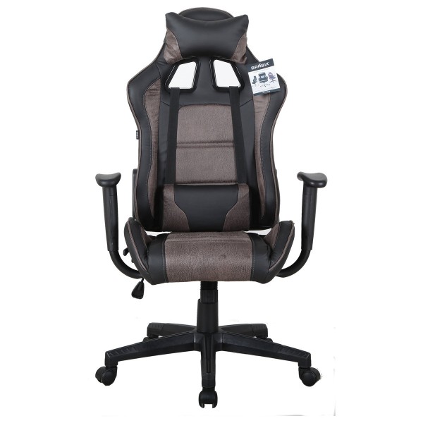 Фото Кресло компьютерное brabix gt racer gm-100 ткань/экокожа черный/коричневый