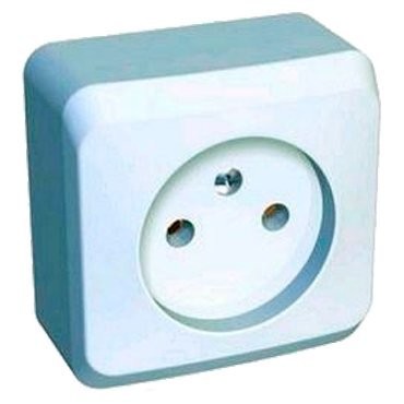 Фото Розетка 1-ая lexel этюд б/з без шторок, наружняя белая pa16-001b