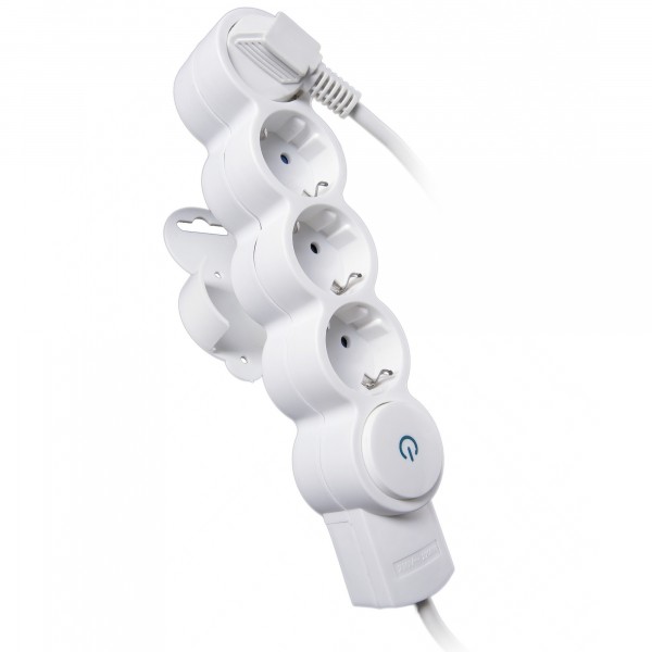 Фото Удлинитель бытовой 4гн, с выключателем, с/з, со шторками, 5м duwi