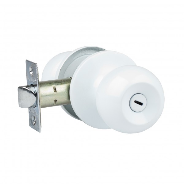 Фото Ручка дверная с защелкой trodos зш-03 с фиксатором, цвет белый