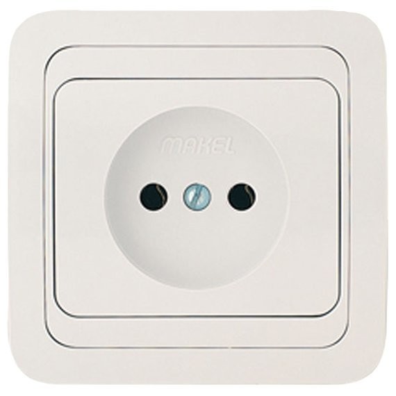 Фото Розетка 1-ая makel mimoza скрытая, без заземления с рамкой белый/белый, пласт.основание, 12022
