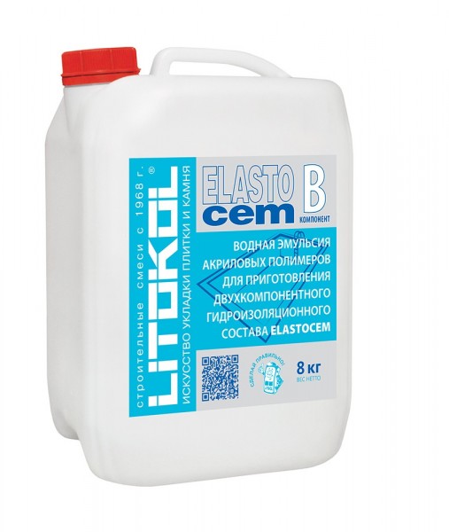 Фото Гидроизоляция двухкомпонентная litokol elastocem компонент b, 8 кг