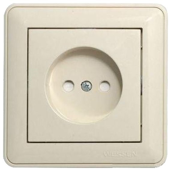 Фото Розетка 1-ая se wessen w59 скрытая, без заземления, со шторками и рамкой сл.кость, rs16-151-28