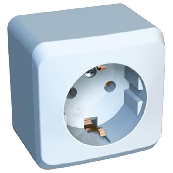 Фото Розетка 1-ая lexel этюд с/з без шторок, наружняя белая pa16-003b